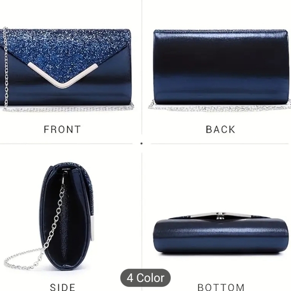 Women's Red Glittery Evening Bag/Clutch with Detachable Chain Strap, … - Picture 2 of 9